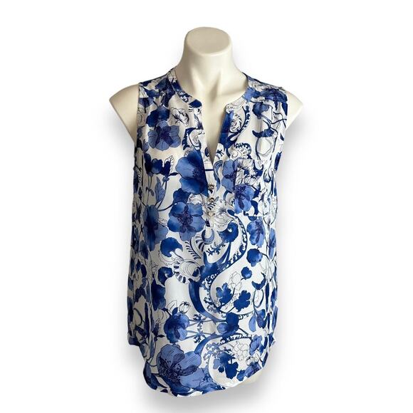 H&M Blouses Set of 2 Sleeveless Button Front Sheer Chiffon Tunic Top Size 10 New - Picture 2 of 16